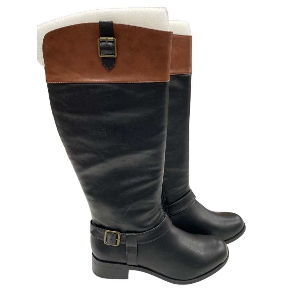 Solanz Womens Gretchen Black Side Zip Tall Boots Size 9M SKU1556